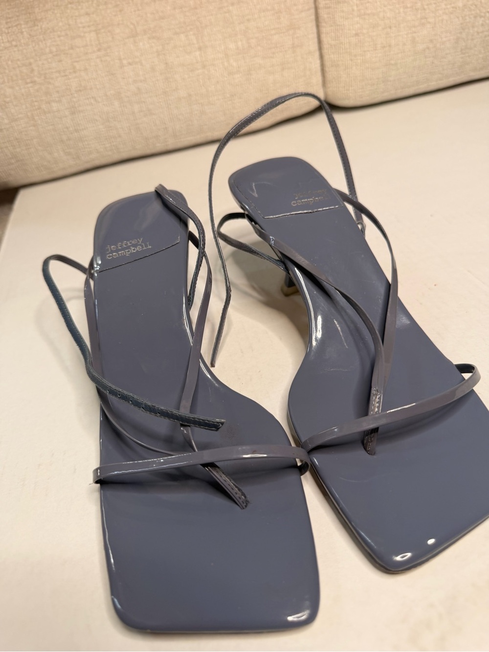 Jeffrey Campbell Strappy Square-Toe Sandals in Slate Gray